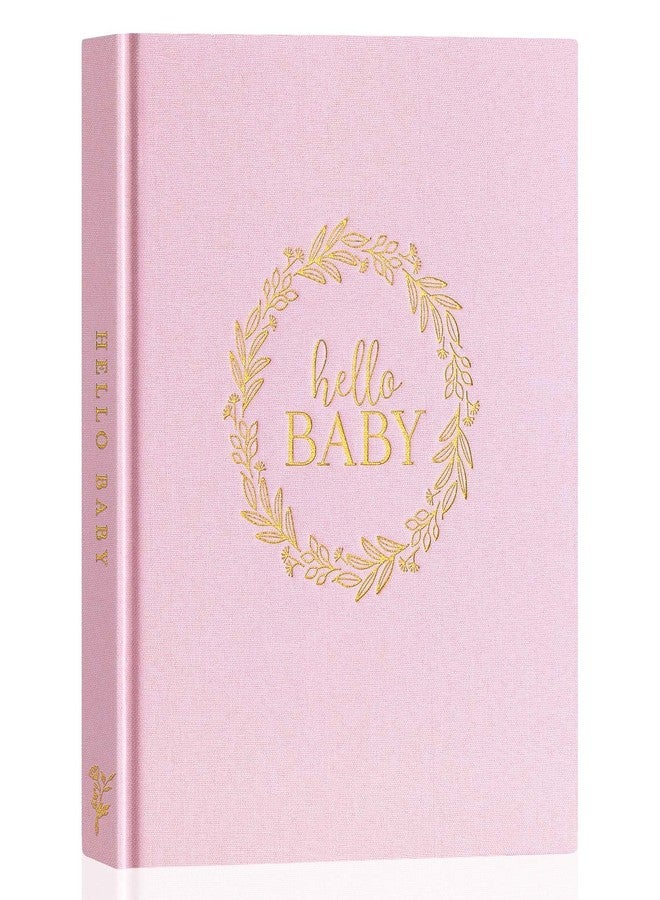 Lanpn Hello Baby Memory Book for Boy Girl - Linen Cover Baby Book Memories Keepsake for New Parents - Newborn Baby First 5 Year Journal Scrapbook Photo Album Baby Milestone Book (Pink, 154 Pages) - Image 1